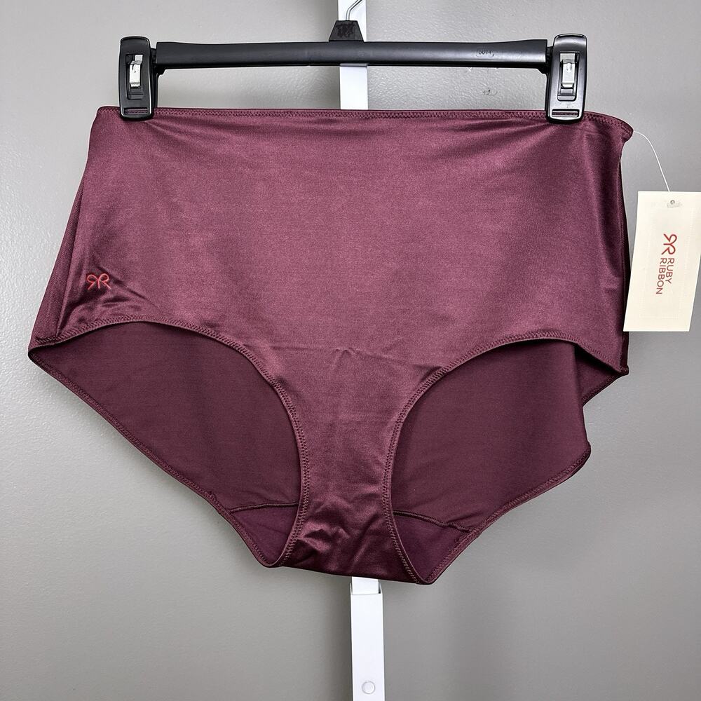 Ruby Ribbon Essential Brief Panties Size 3XL Burgundy Cherry Lacquer New NWT